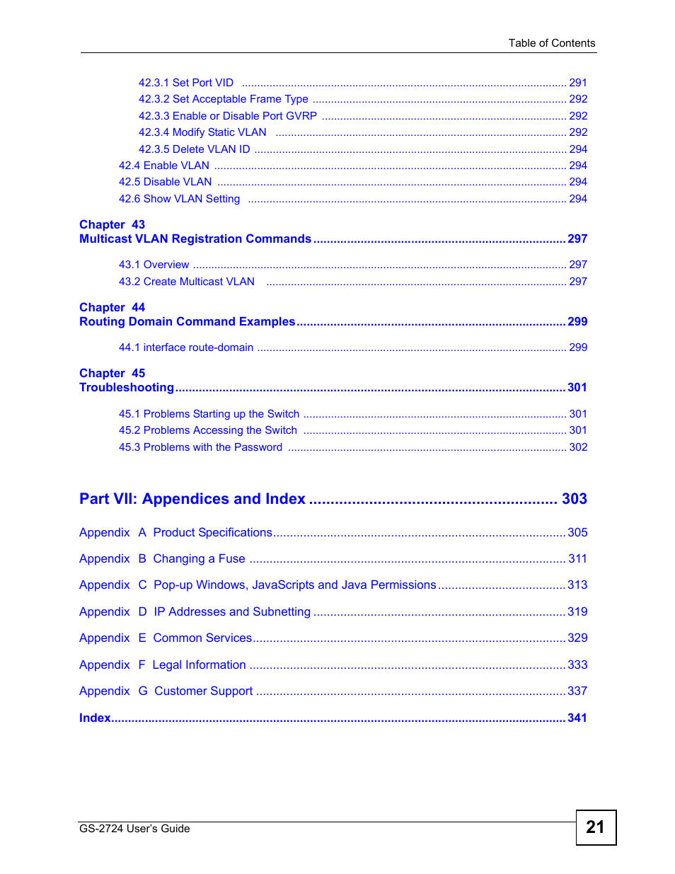 Part vii: appendices and index | ZyXEL Communications GS-2724 User Manual | Page 21 / 348