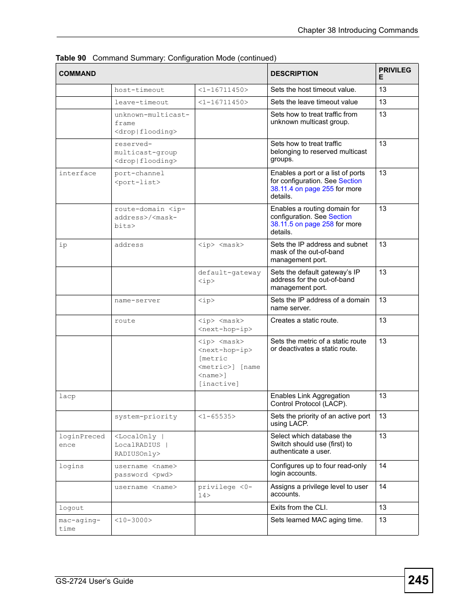 ZyXEL Communications GS-2724 User Manual | Page 245 / 348