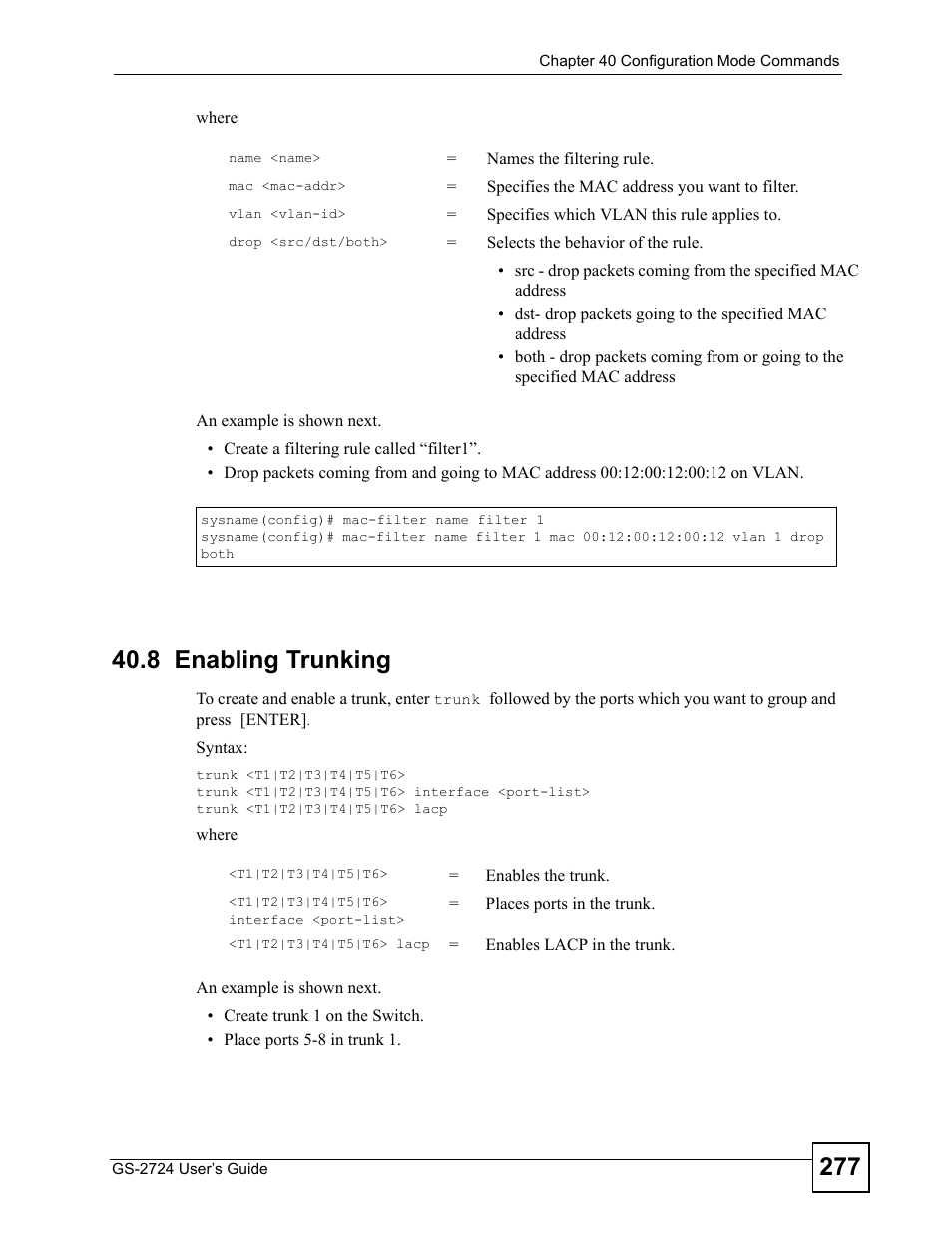 8 enabling trunking | ZyXEL Communications GS-2724 User Manual | Page 277 / 348