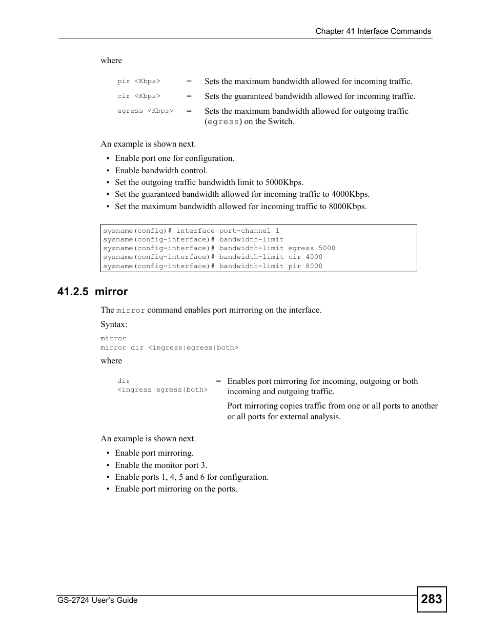 5 mirror | ZyXEL Communications GS-2724 User Manual | Page 283 / 348