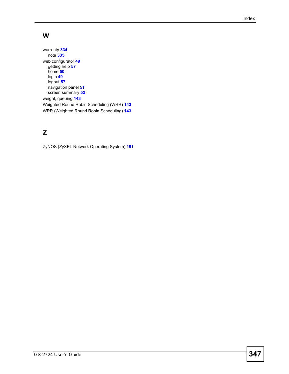 ZyXEL Communications GS-2724 User Manual | Page 347 / 348