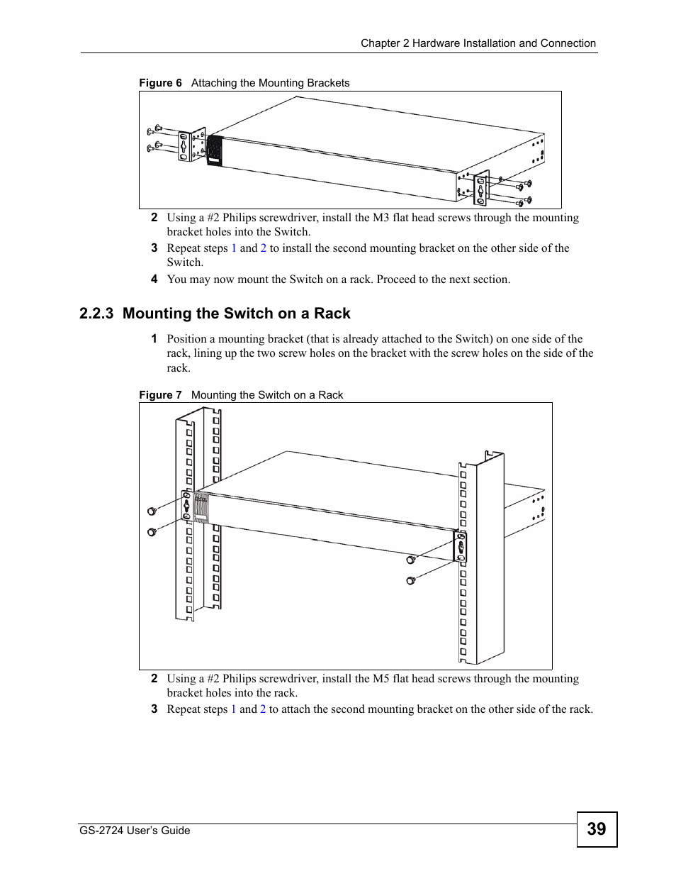 3 mounting the switch on a rack | ZyXEL Communications GS-2724 User Manual | Page 39 / 348