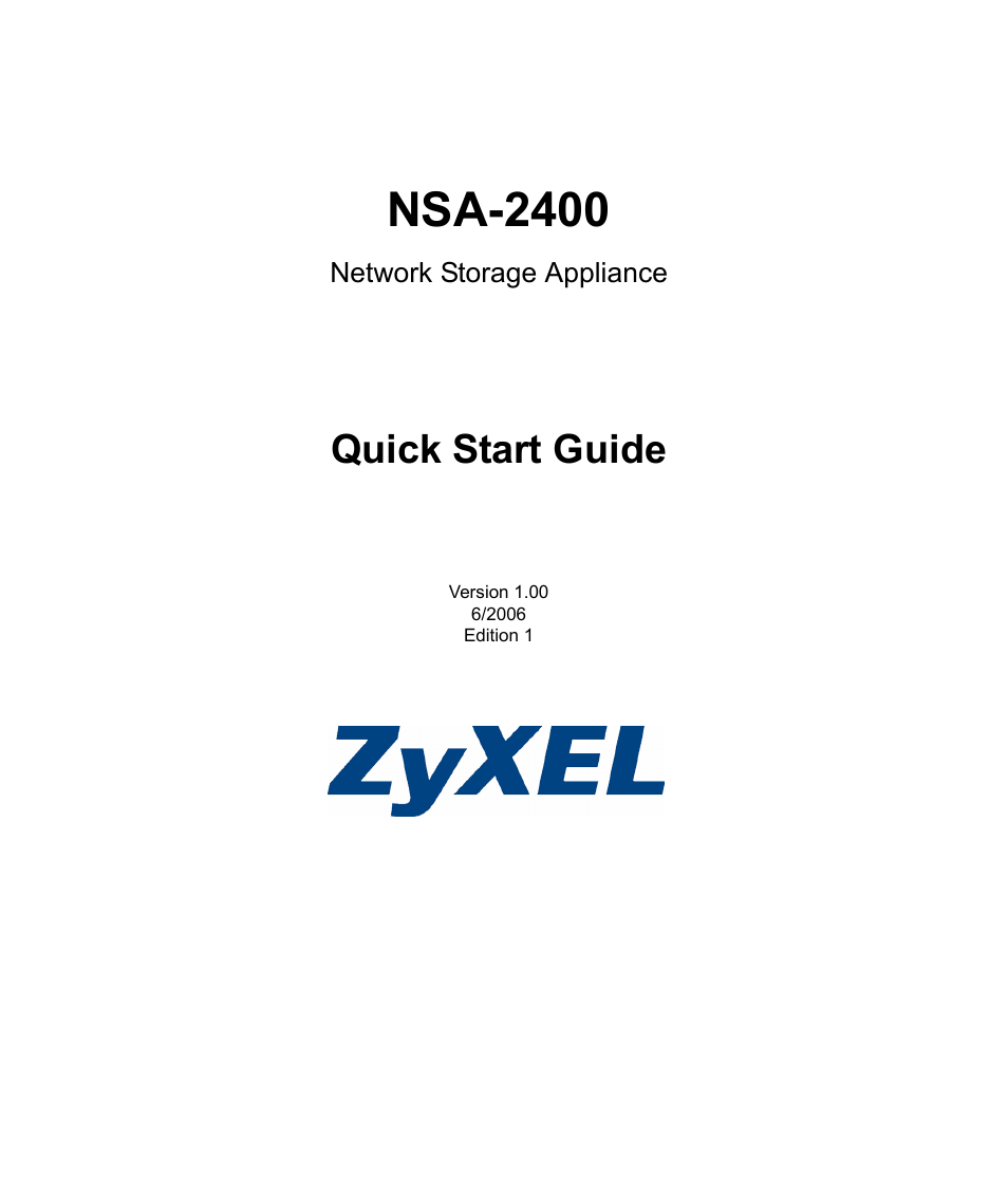 ZyXEL Communications NSA-2400 User Manual | 16 pages