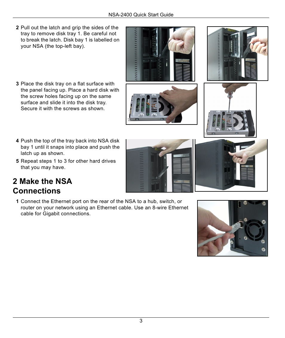 2 make the nsa connections | ZyXEL Communications NSA-2400 User Manual | Page 3 / 16
