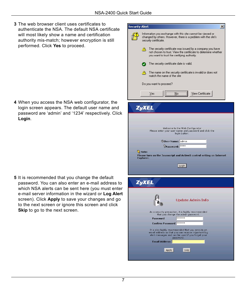 ZyXEL Communications NSA-2400 User Manual | Page 7 / 16
