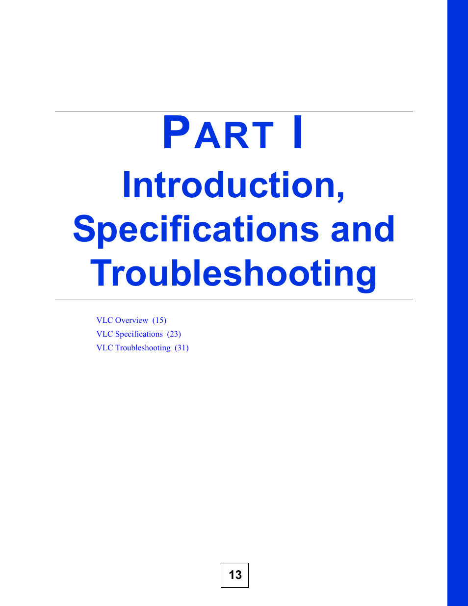 Introduction, specifications and troubleshooting | ZyXEL Communications VDSL2 Line Card VLC1324G User Manual | Page 13 / 52