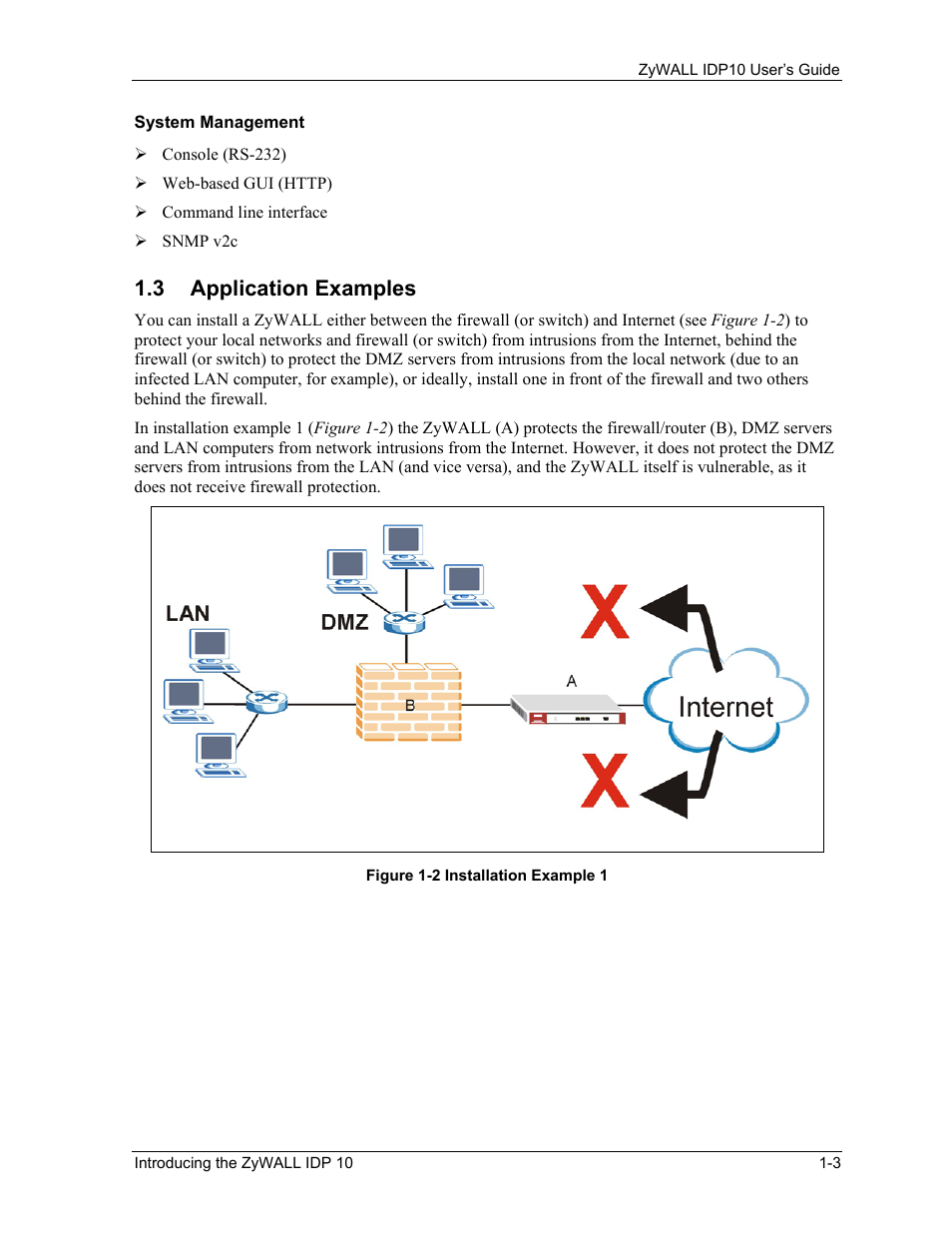 Application examples, 3 application examples | ZyXEL Communications ZyXEL ZyWALL IDP 10 User Manual | Page 17 / 111