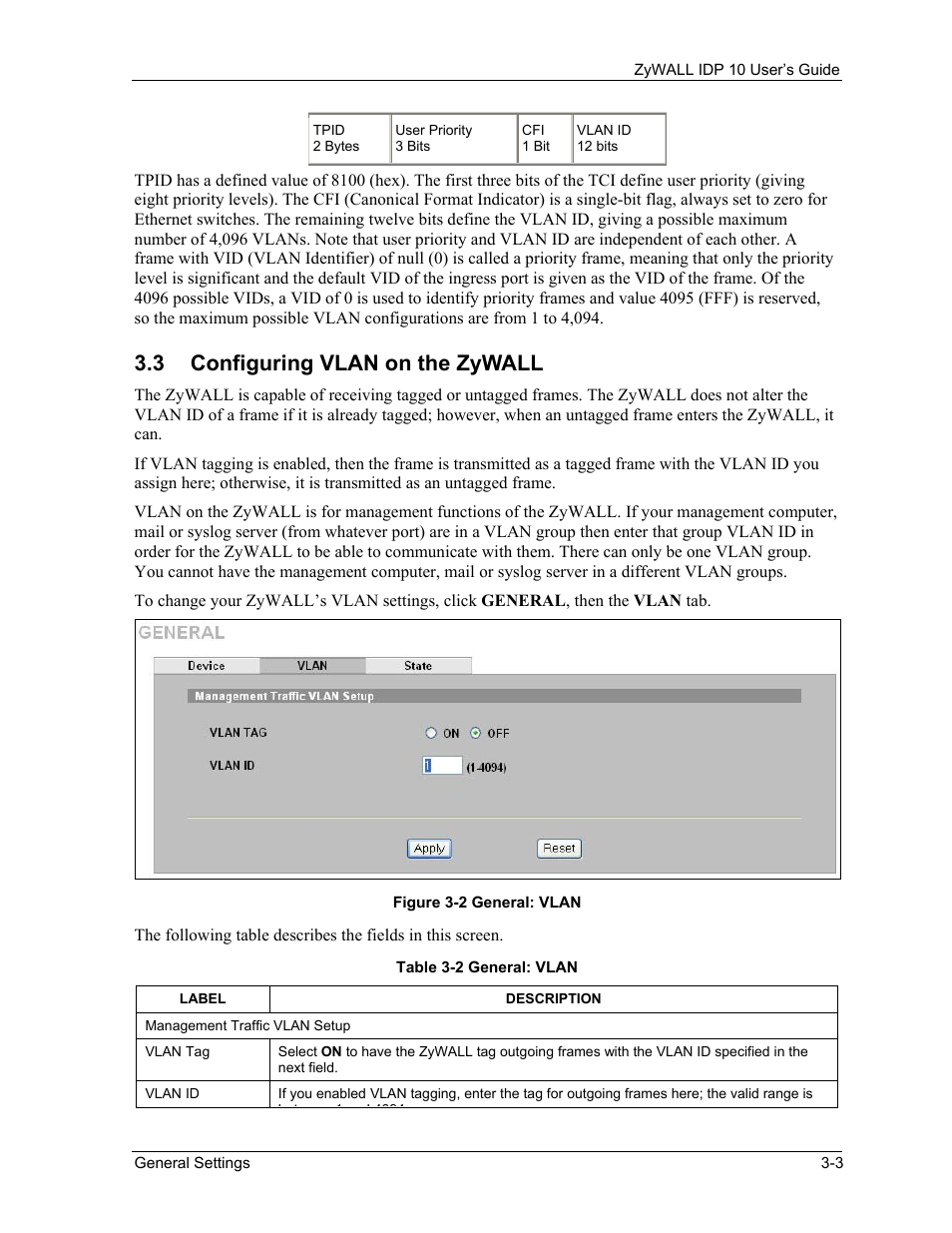 Configuring vlan on the zywall, 3 configuring vlan on the zywall | ZyXEL Communications ZyXEL ZyWALL IDP 10 User Manual | Page 31 / 111