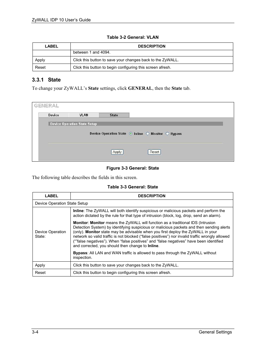 State | ZyXEL Communications ZyXEL ZyWALL IDP 10 User Manual | Page 32 / 111