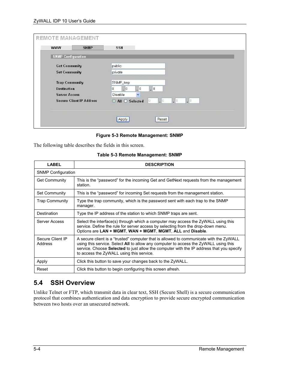 Ssh overview, 4 ssh overview | ZyXEL Communications ZyXEL ZyWALL IDP 10 User Manual | Page 40 / 111