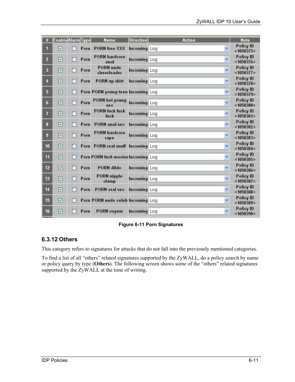 Others | ZyXEL Communications ZyXEL ZyWALL IDP 10 User Manual | Page 57 / 111