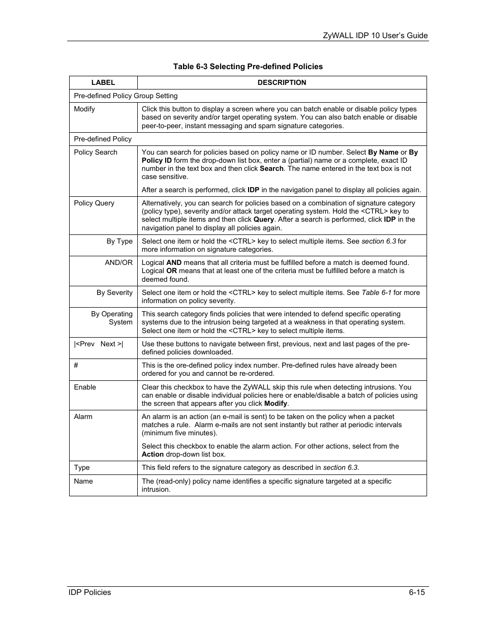 ZyXEL Communications ZyXEL ZyWALL IDP 10 User Manual | Page 61 / 111