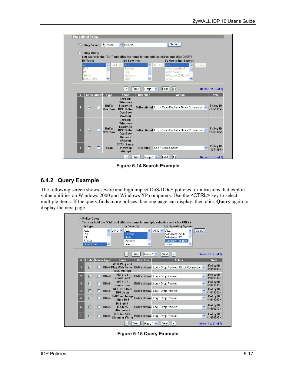 Query example | ZyXEL Communications ZyXEL ZyWALL IDP 10 User Manual | Page 63 / 111