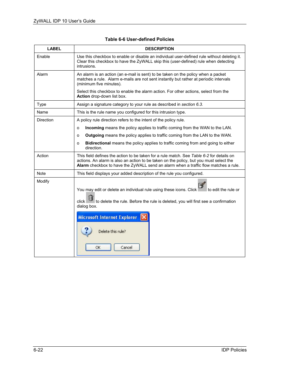 ZyXEL Communications ZyXEL ZyWALL IDP 10 User Manual | Page 68 / 111