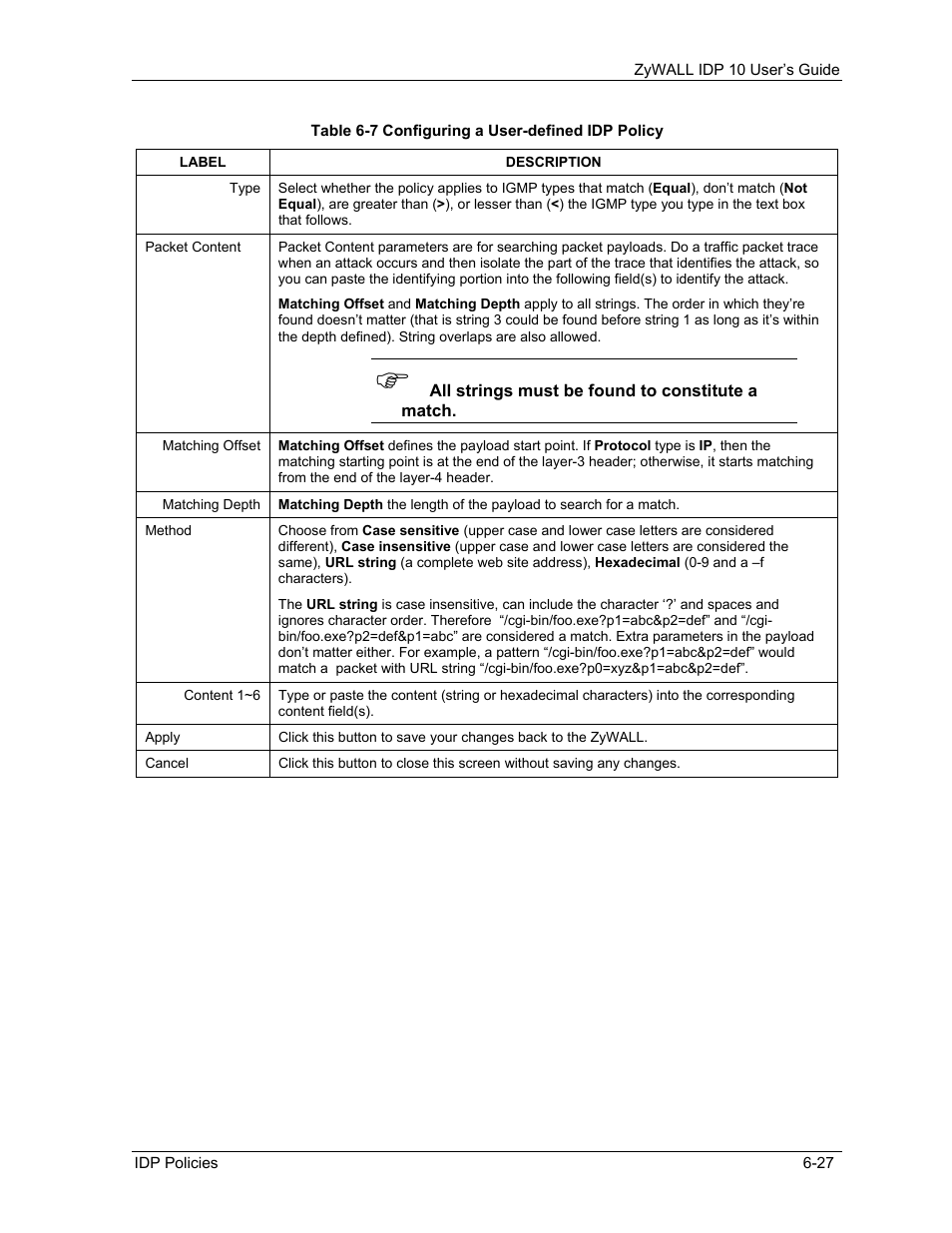 ZyXEL Communications ZyXEL ZyWALL IDP 10 User Manual | Page 73 / 111