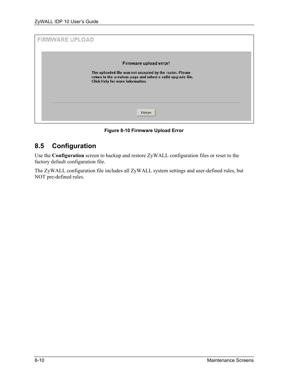 Configuration, 5 configuration | ZyXEL Communications ZyXEL ZyWALL IDP 10 User Manual | Page 92 / 111