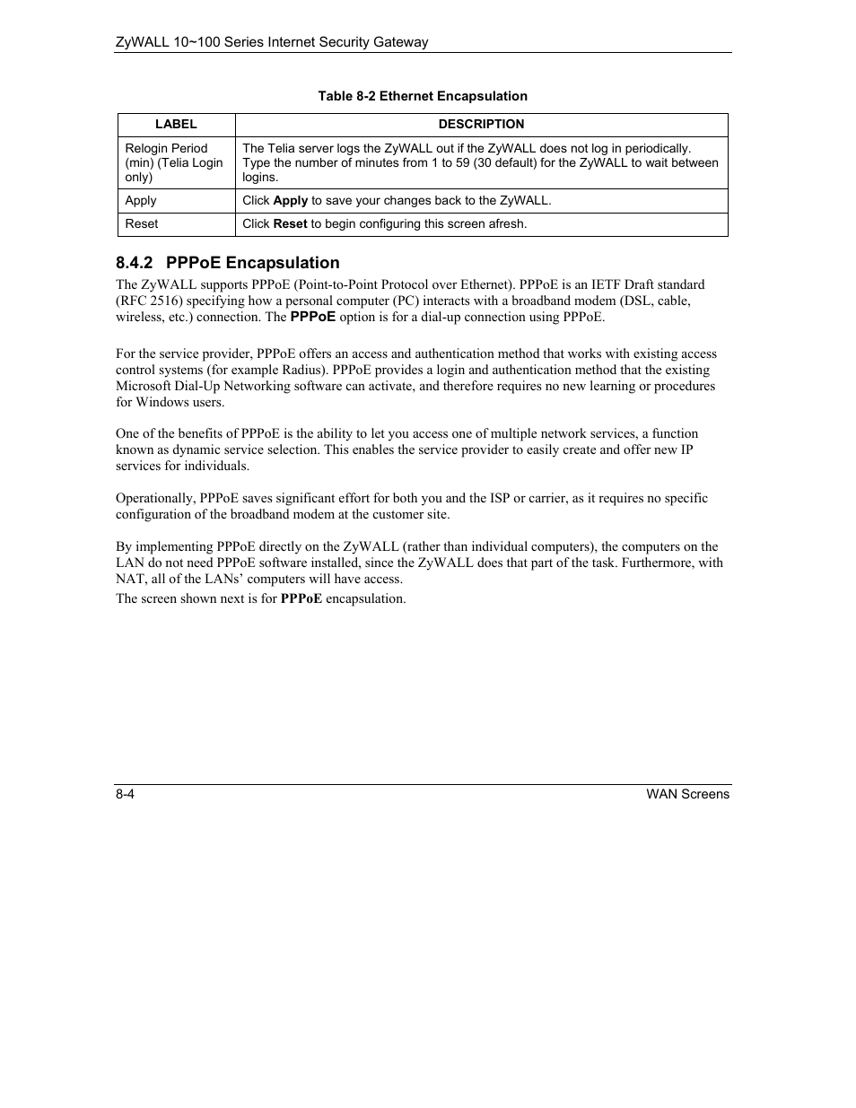 2 pppoe encapsulation | ZyXEL Communications ZyXEL ZyAIR 100 User Manual | Page 100 / 534