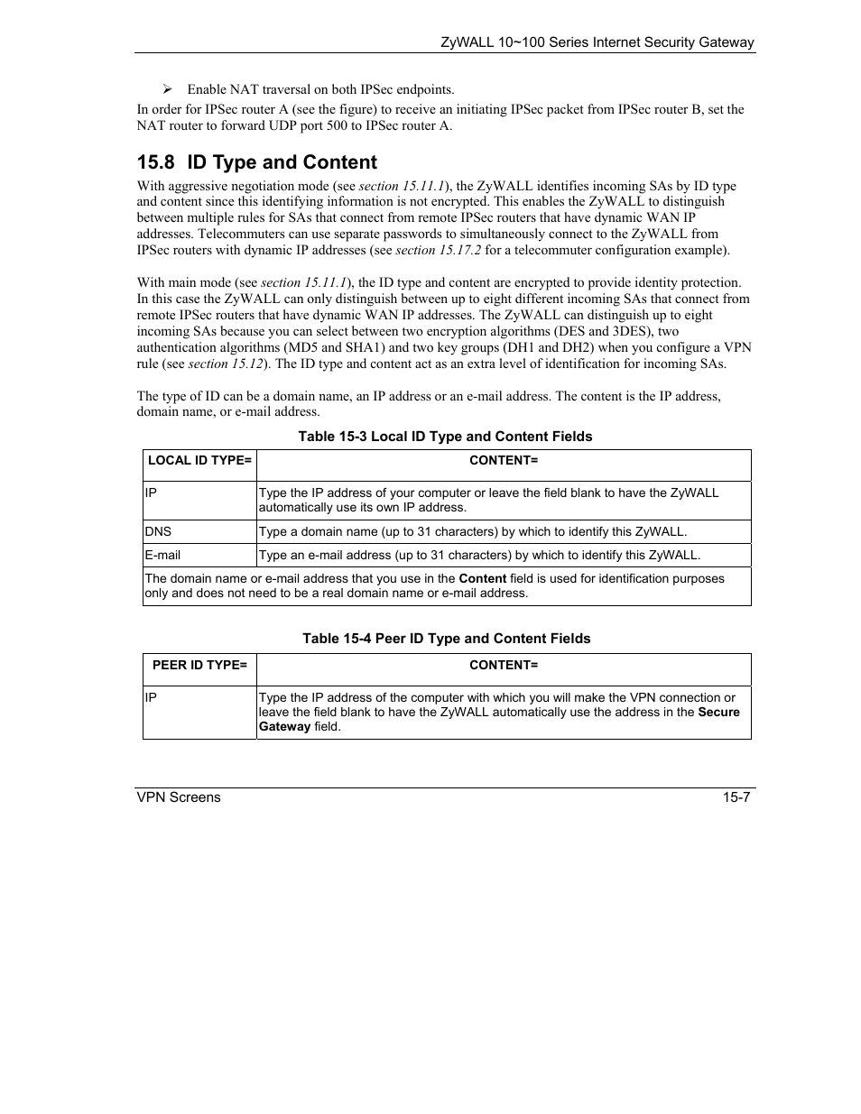 Id type and content, 8 id type and content | ZyXEL Communications ZyXEL ZyAIR 100 User Manual | Page 213 / 534