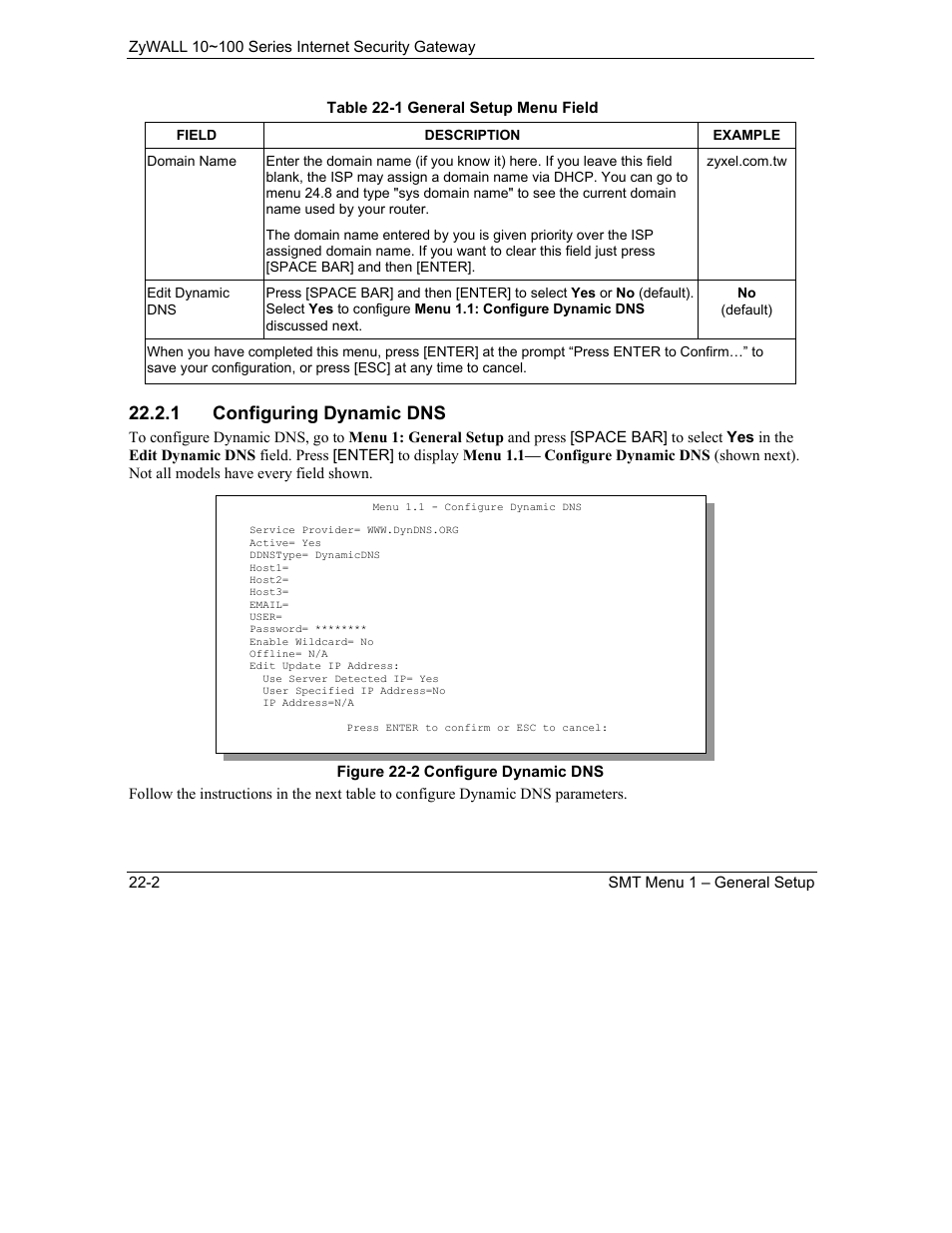 1 configuring dynamic dns | ZyXEL Communications ZyXEL ZyAIR 100 User Manual | Page 326 / 534