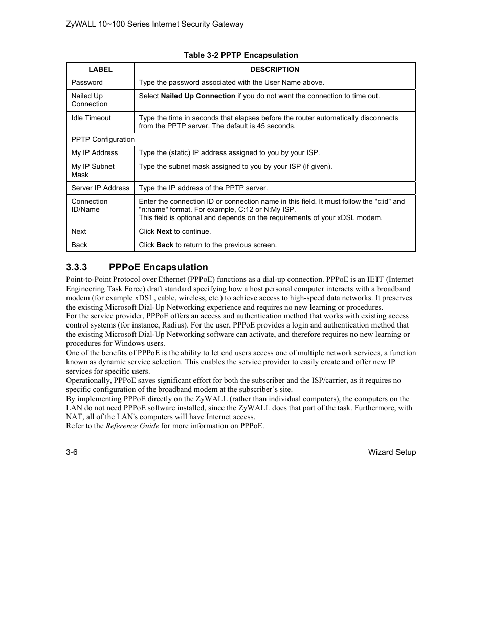 3 pppoe encapsulation | ZyXEL Communications ZyXEL ZyAIR 100 User Manual | Page 52 / 534