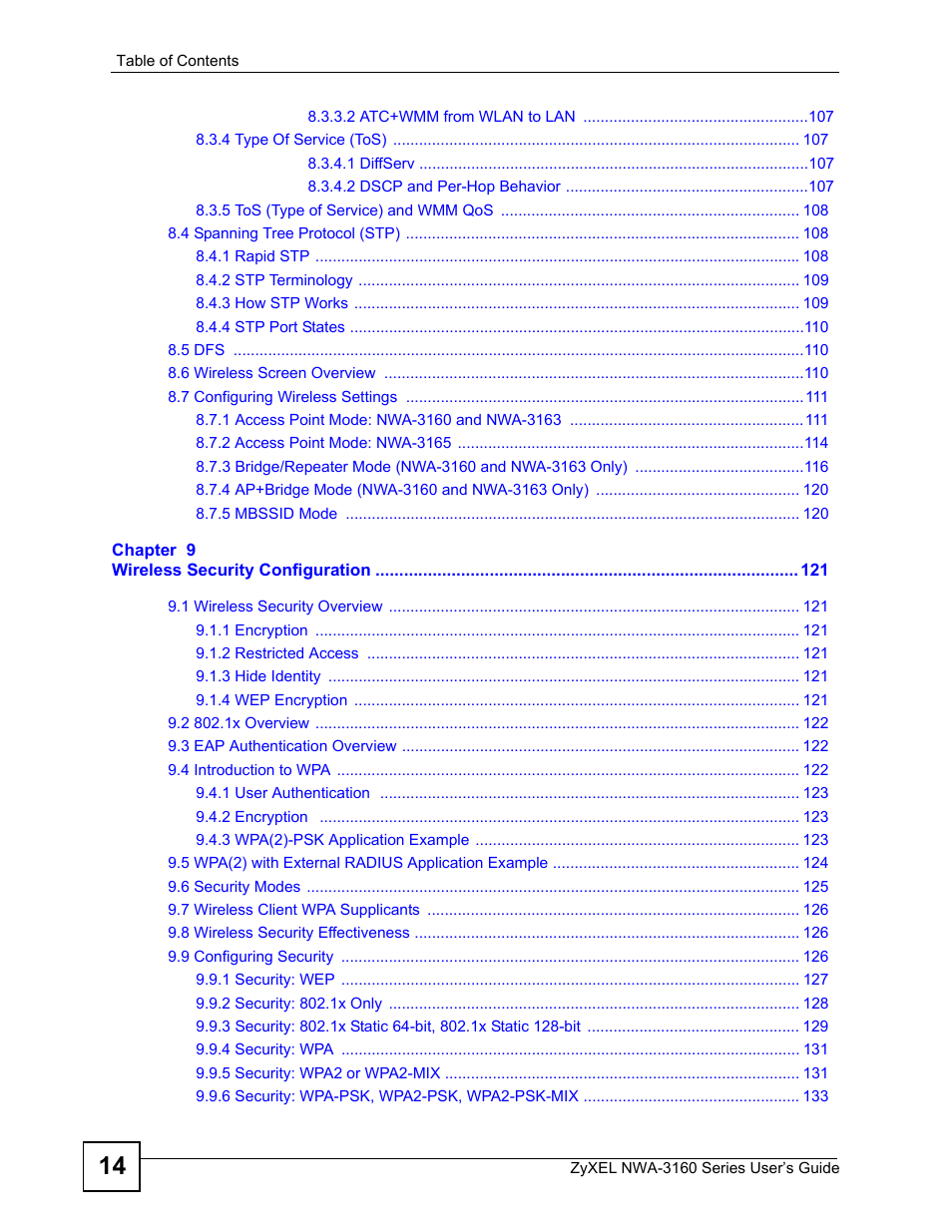 ZyXEL Communications NWA3160 User Manual | Page 14 / 314