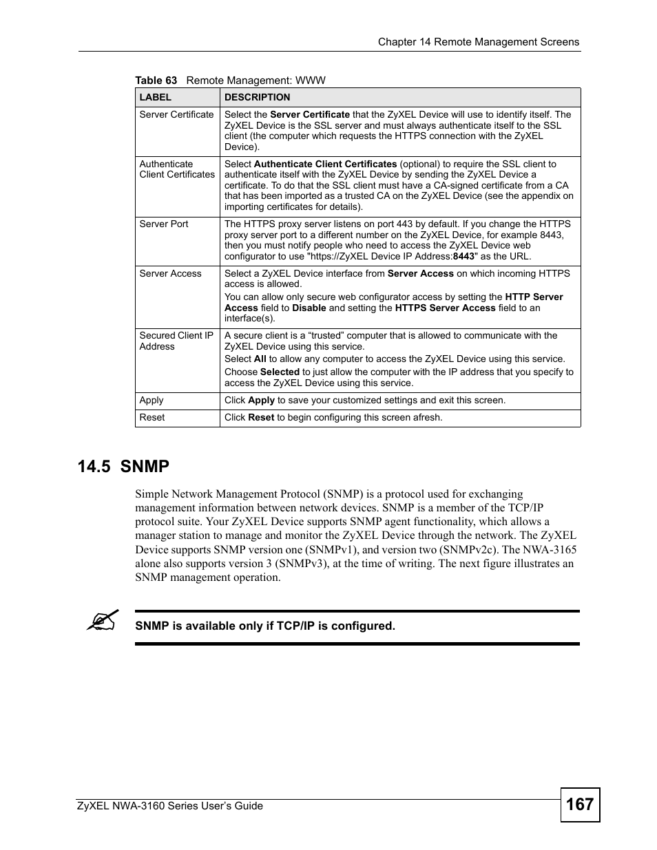 5 snmp | ZyXEL Communications NWA3160 User Manual | Page 167 / 314