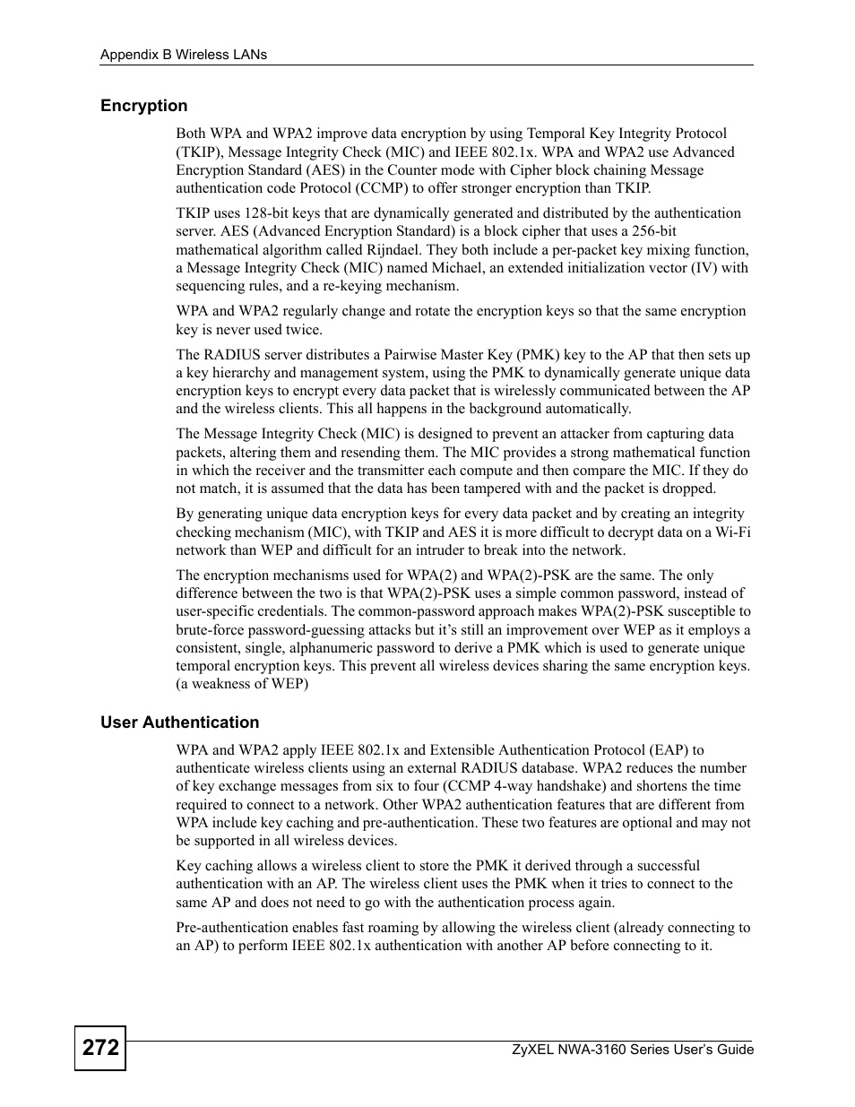 ZyXEL Communications NWA3160 User Manual | Page 272 / 314