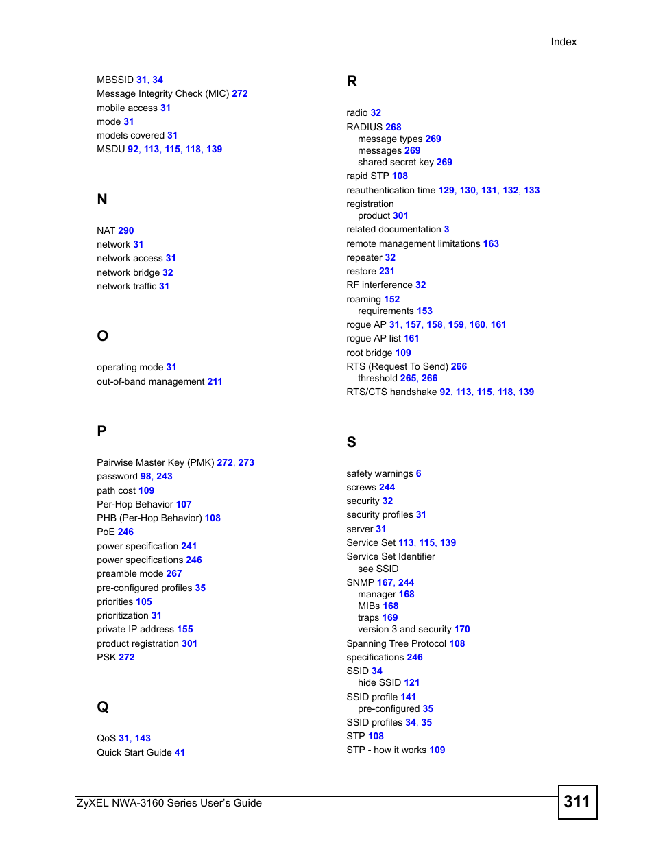 ZyXEL Communications NWA3160 User Manual | Page 311 / 314