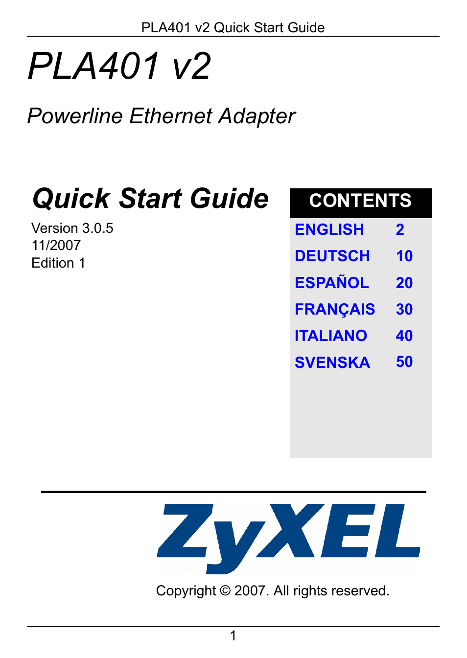 ZyXEL Communications PLA401 v2 User Manual | 58 pages