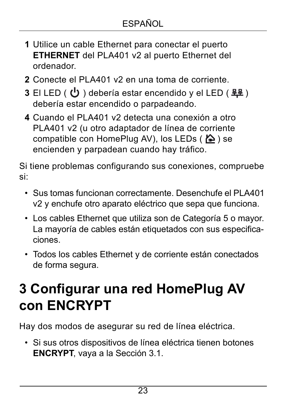 3 configurar una red homeplug av con encrypt | ZyXEL Communications PLA401 v2 User Manual | Page 23 / 58
