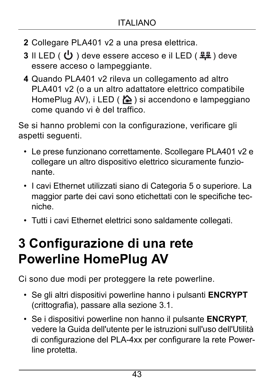 3 configurazione di una rete powerline homeplug av | ZyXEL Communications PLA401 v2 User Manual | Page 43 / 58