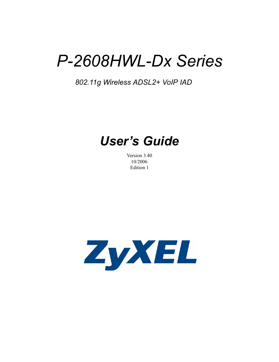 ZyXEL Communications P-2608HWL-Dx Series User Manual | 451 pages