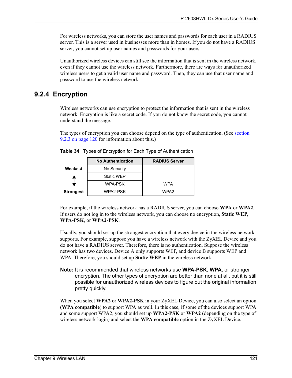 4 encryption | ZyXEL Communications P-2608HWL-Dx Series User Manual | Page 121 / 451