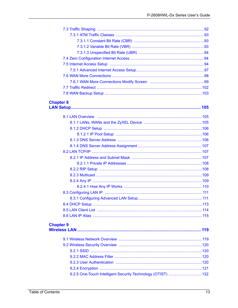 ZyXEL Communications P-2608HWL-Dx Series User Manual | Page 13 / 451