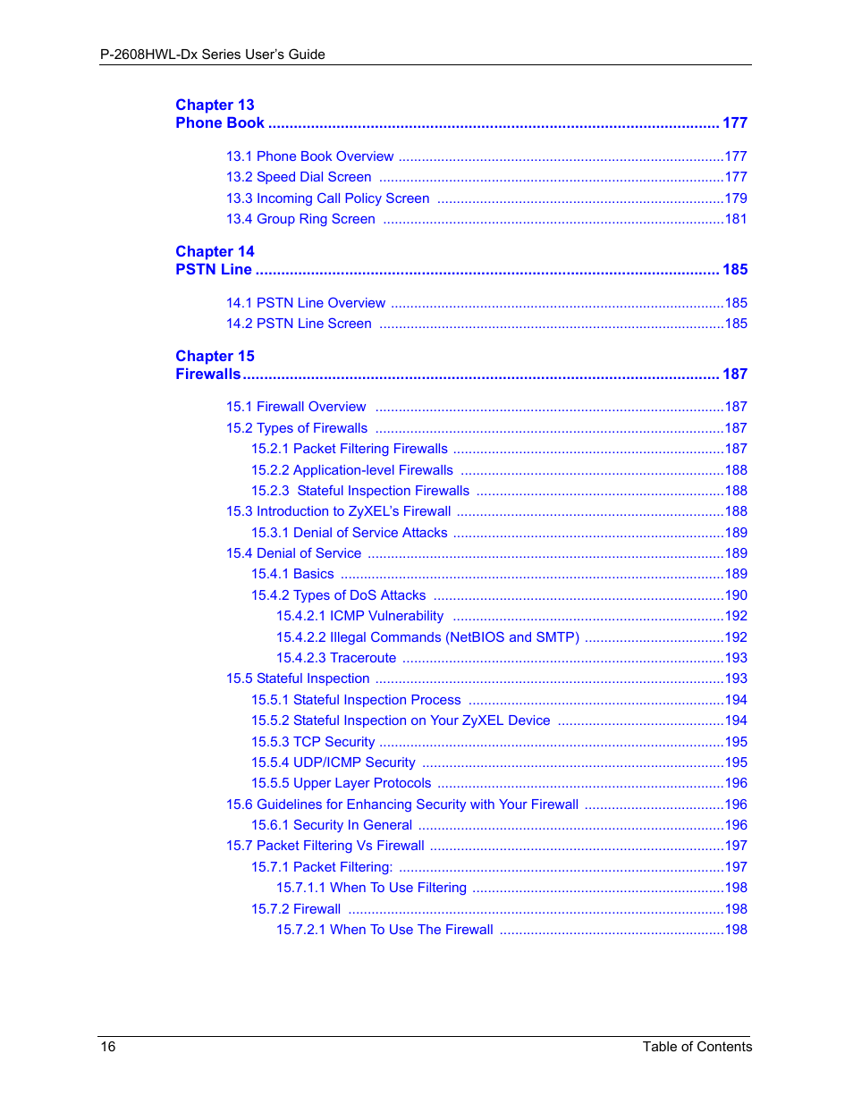 ZyXEL Communications P-2608HWL-Dx Series User Manual | Page 16 / 451