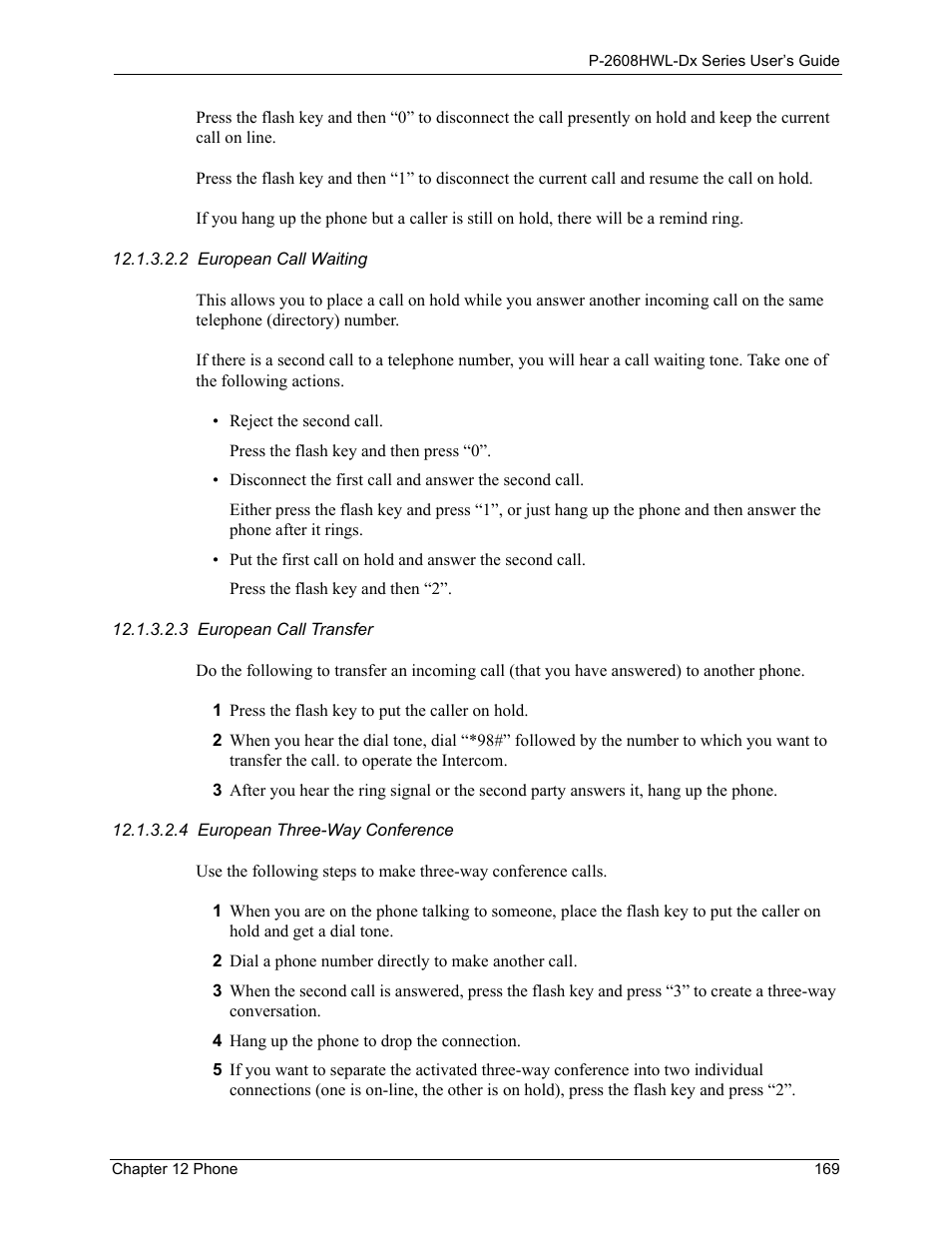 ZyXEL Communications P-2608HWL-Dx Series User Manual | Page 169 / 451