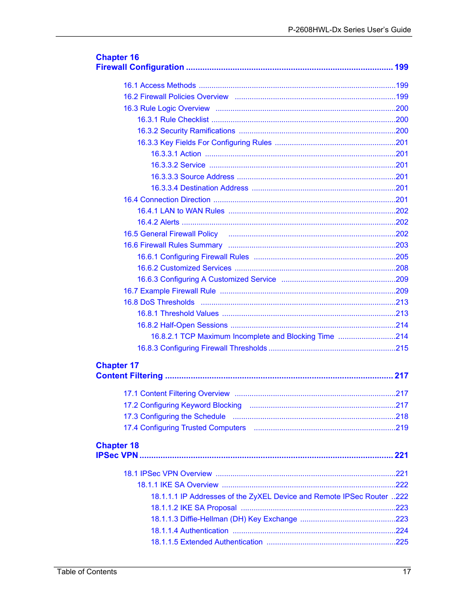 ZyXEL Communications P-2608HWL-Dx Series User Manual | Page 17 / 451