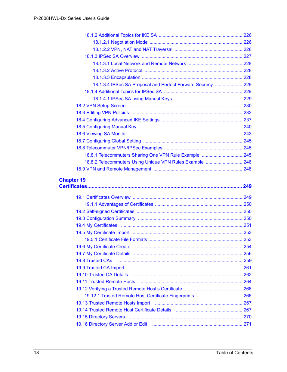 ZyXEL Communications P-2608HWL-Dx Series User Manual | Page 18 / 451