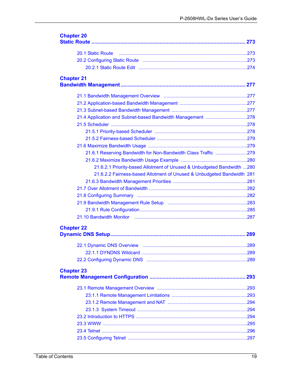 ZyXEL Communications P-2608HWL-Dx Series User Manual | Page 19 / 451