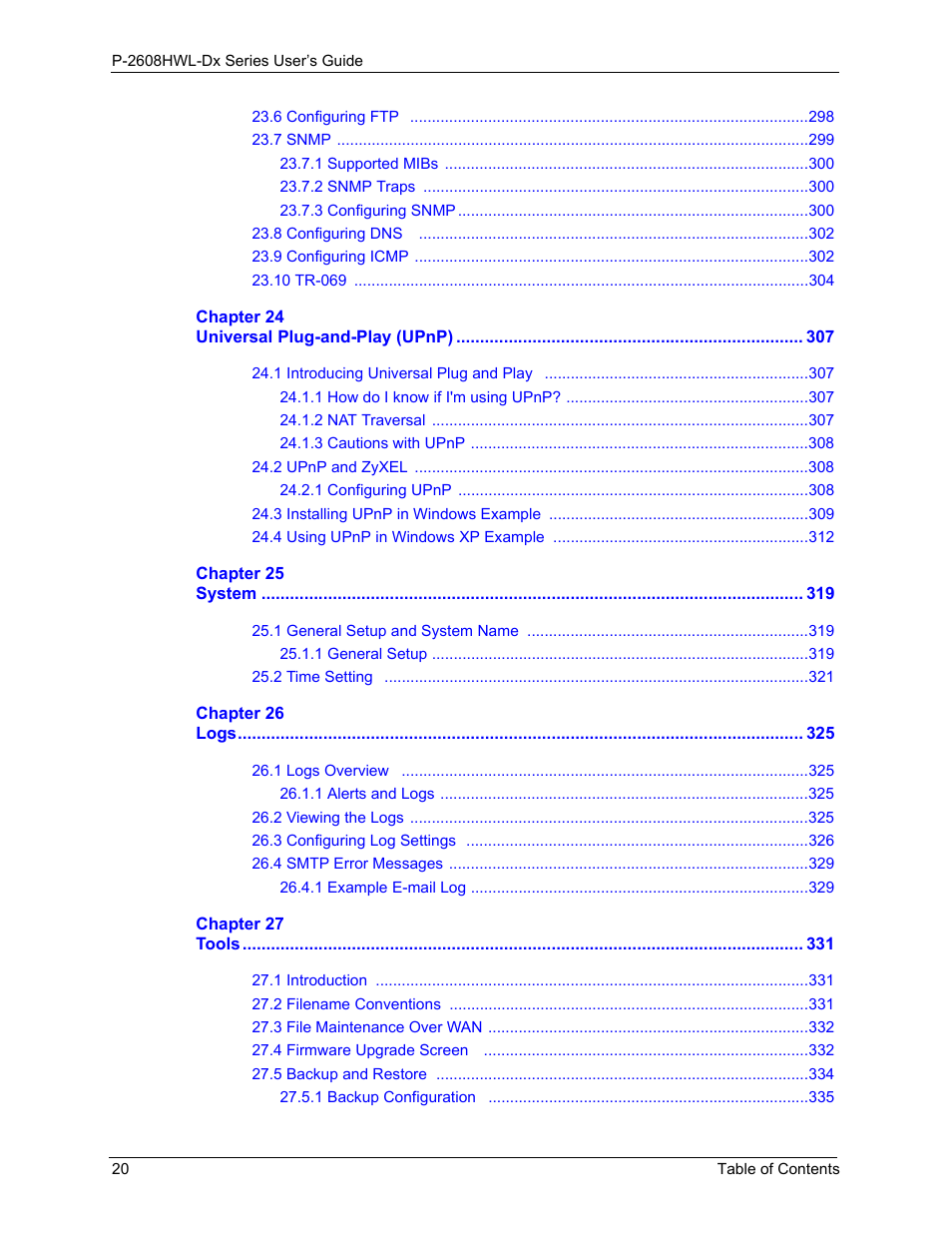 ZyXEL Communications P-2608HWL-Dx Series User Manual | Page 20 / 451