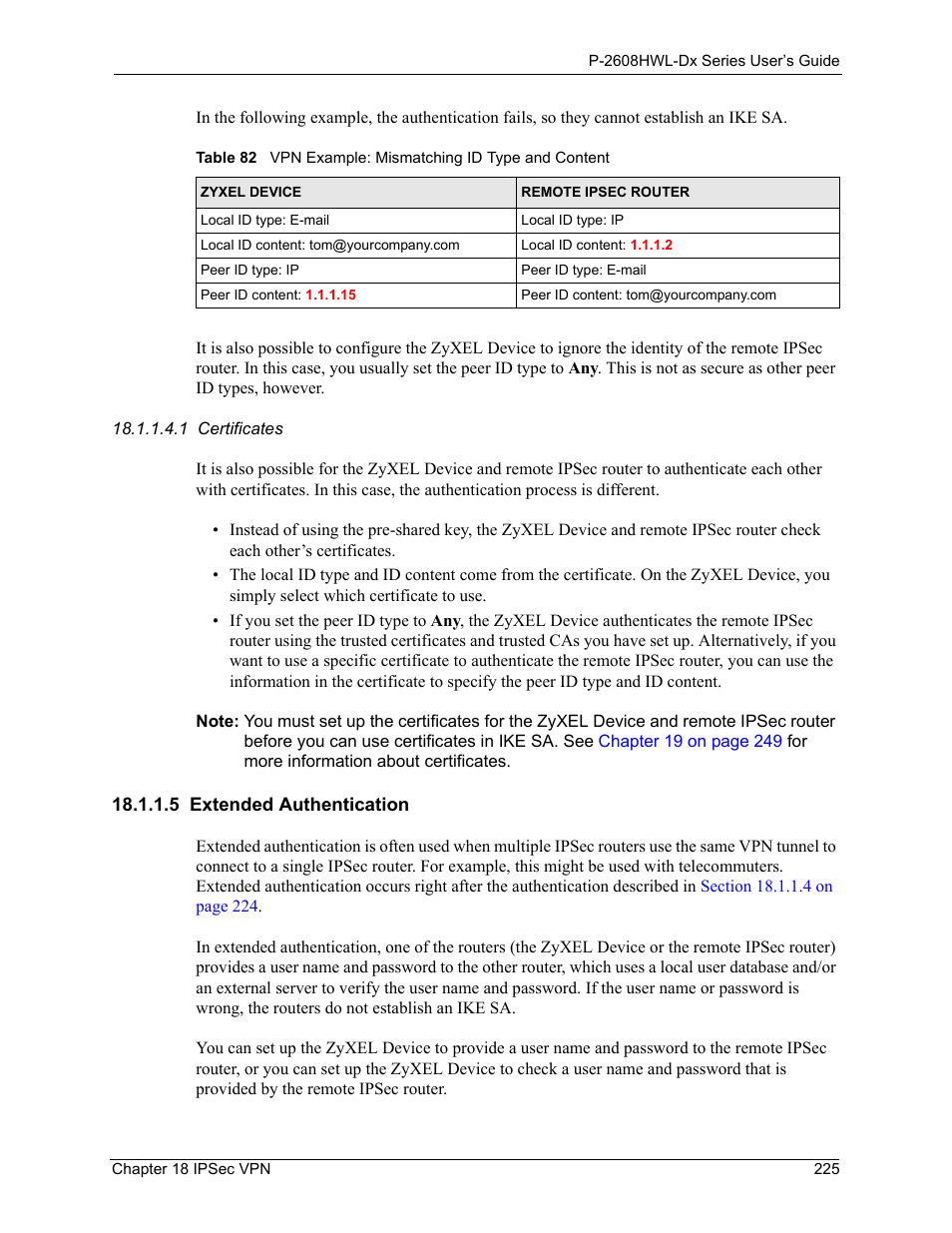 5 extended authentication | ZyXEL Communications P-2608HWL-Dx Series User Manual | Page 225 / 451