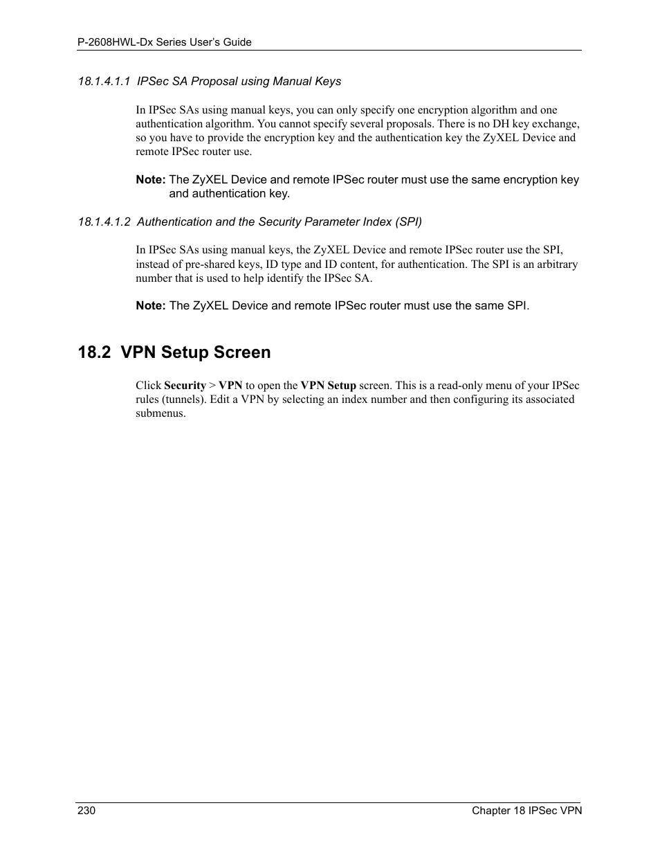 2 vpn setup screen | ZyXEL Communications P-2608HWL-Dx Series User Manual | Page 230 / 451