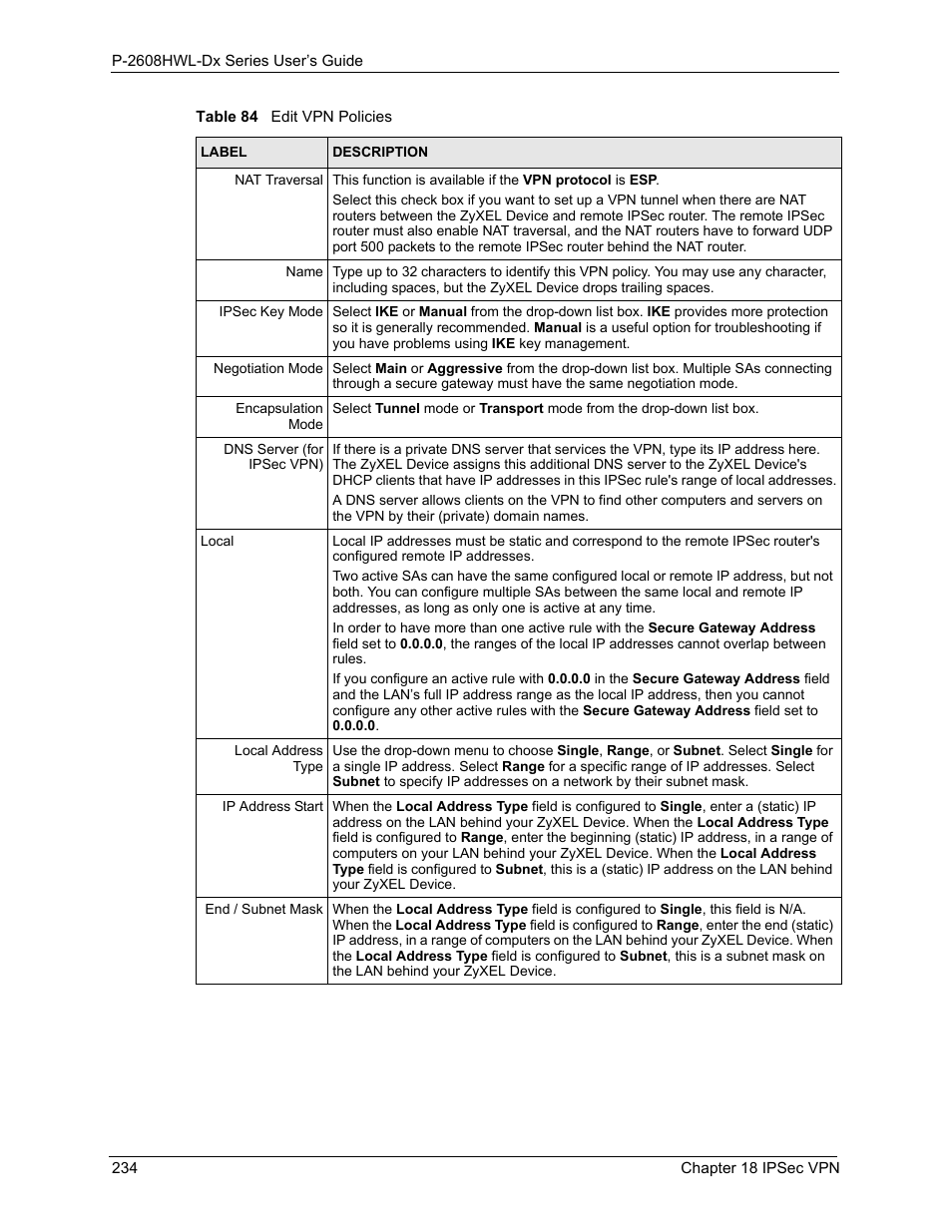 ZyXEL Communications P-2608HWL-Dx Series User Manual | Page 234 / 451
