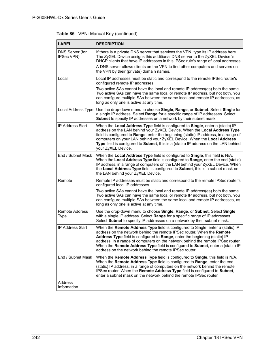 ZyXEL Communications P-2608HWL-Dx Series User Manual | Page 242 / 451