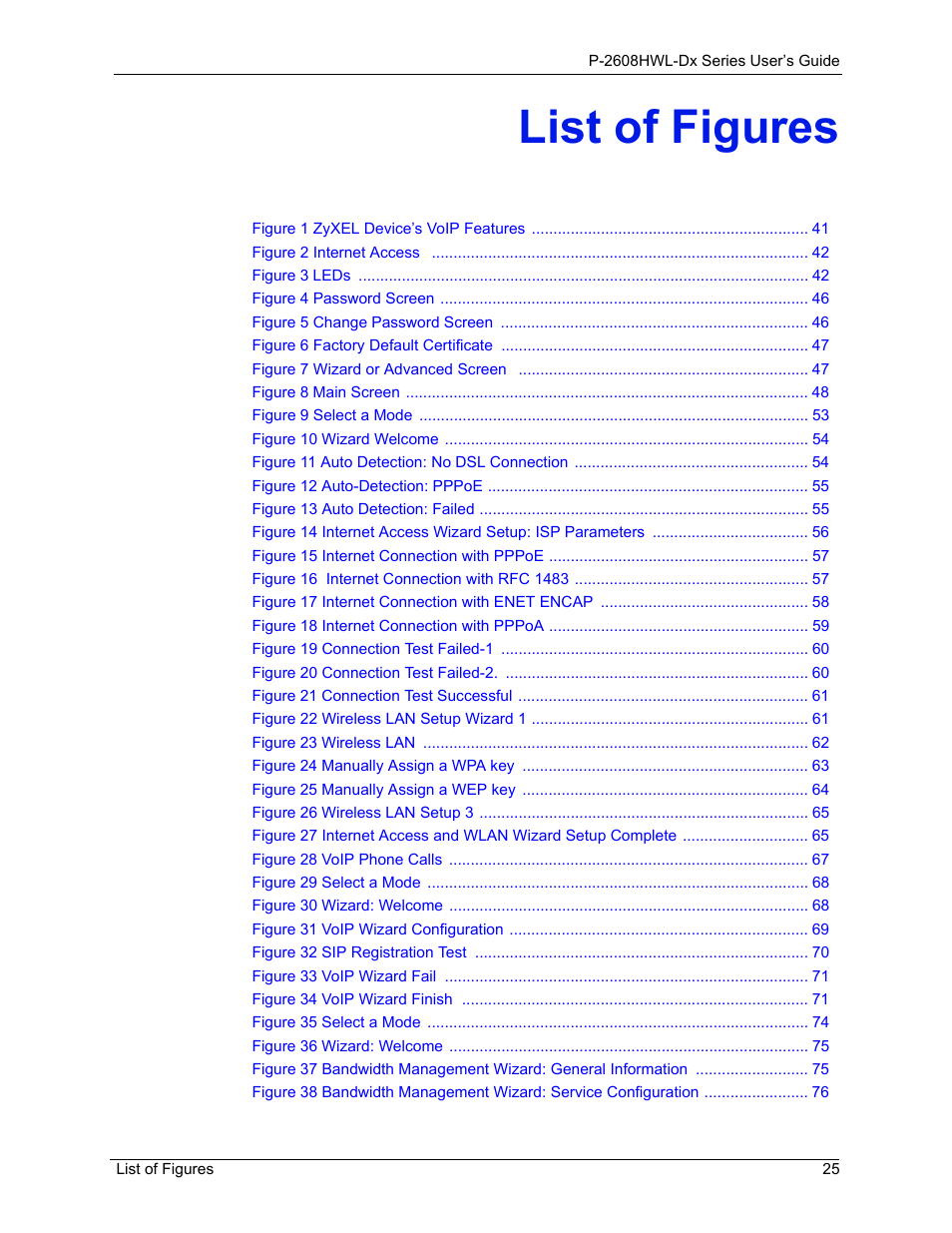 List of figures | ZyXEL Communications P-2608HWL-Dx Series User Manual | Page 25 / 451