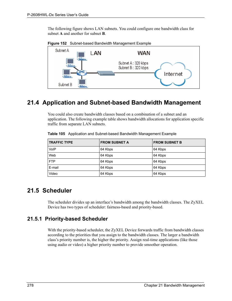 5 scheduler, 1 priority-based scheduler | ZyXEL Communications P-2608HWL-Dx Series User Manual | Page 278 / 451