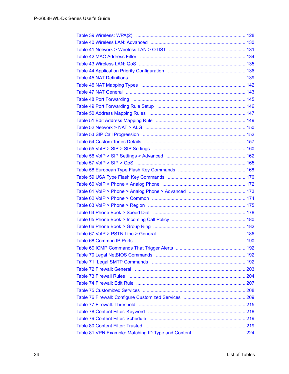 ZyXEL Communications P-2608HWL-Dx Series User Manual | Page 34 / 451