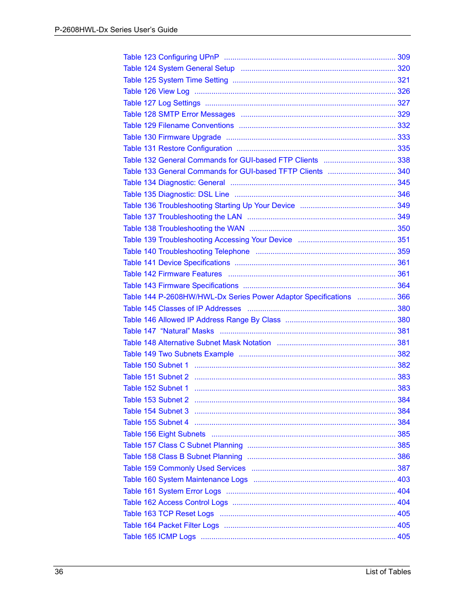 ZyXEL Communications P-2608HWL-Dx Series User Manual | Page 36 / 451