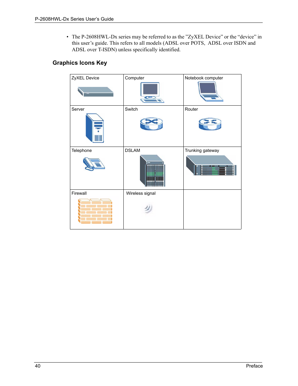 ZyXEL Communications P-2608HWL-Dx Series User Manual | Page 40 / 451