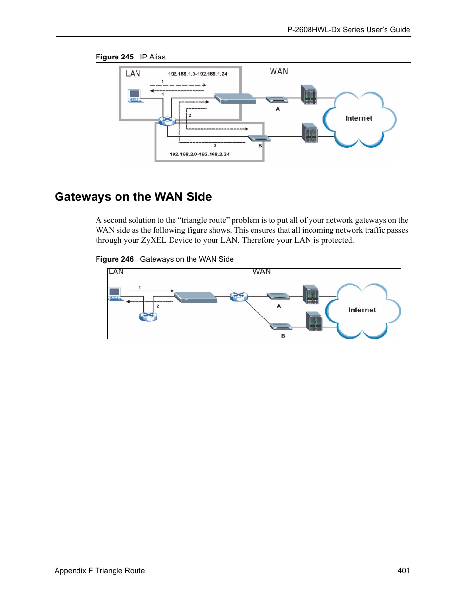 Gateways on the wan side | ZyXEL Communications P-2608HWL-Dx Series User Manual | Page 401 / 451